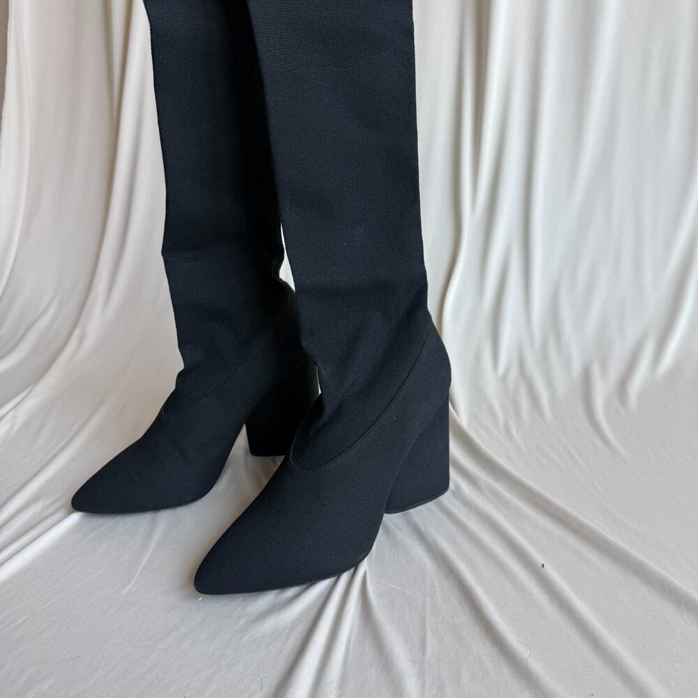 Yeezy Season 4 Stretch Canvas Thigh-High Boots Black 100mm Size 36 - US W 5.5/6